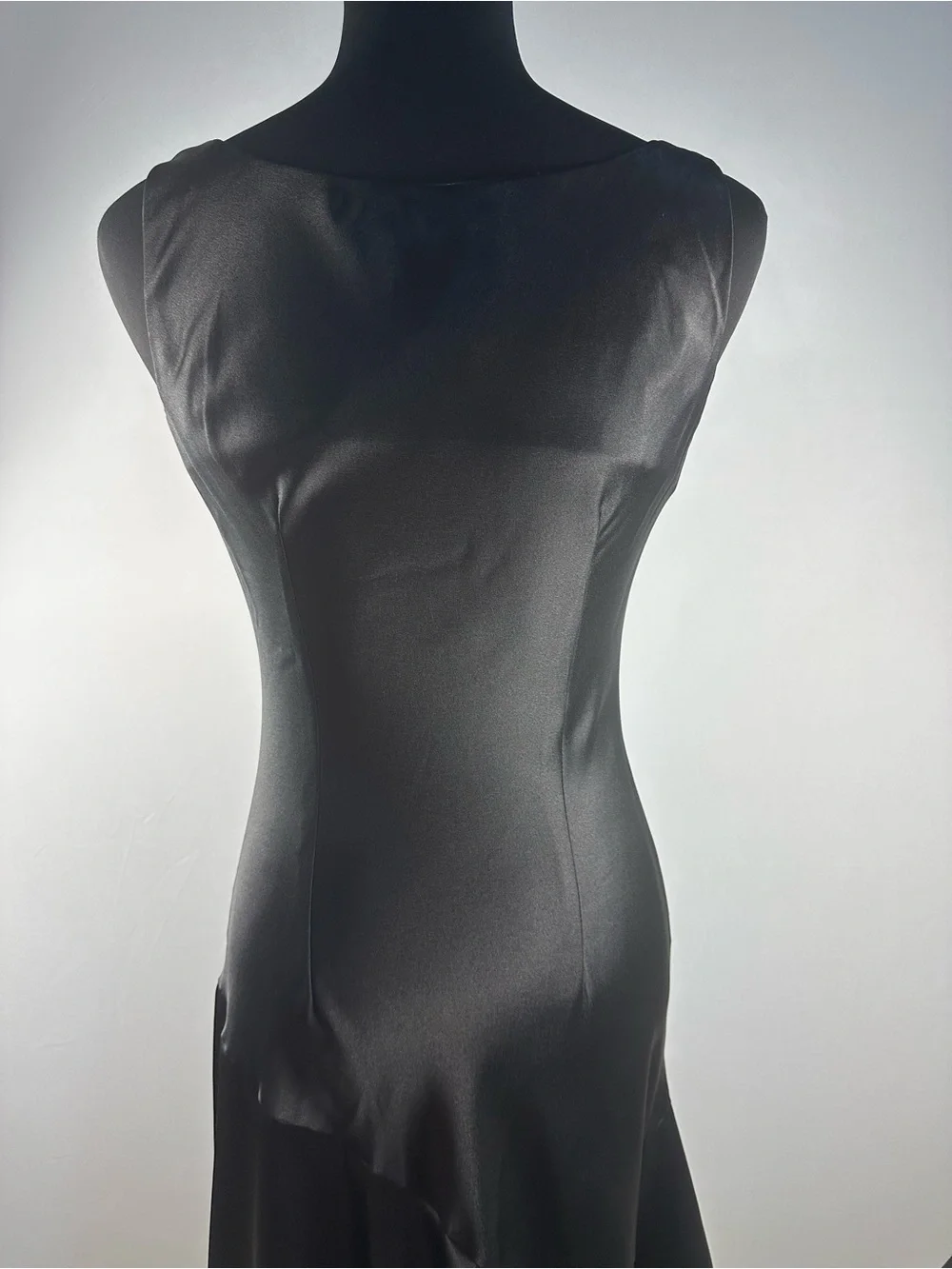 Black Satin Cowl Neck Midi Dress Size 2 Elegant Evening - Picture 6 of 15